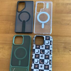 LOT of 4 Premium Phone Case Collection - Black, Clear, Green, Patterned